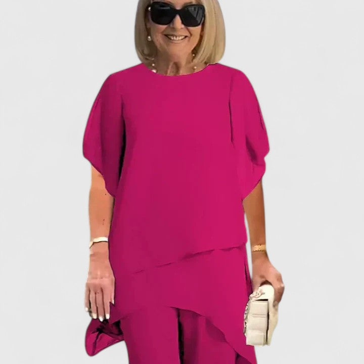 Short Sleeve Top and Wide Leg Pants Two Piece Set 3
