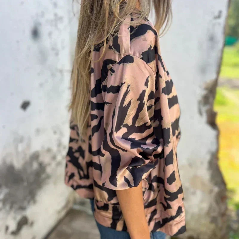 Animal Print Zip Front Bomber Jacket 10