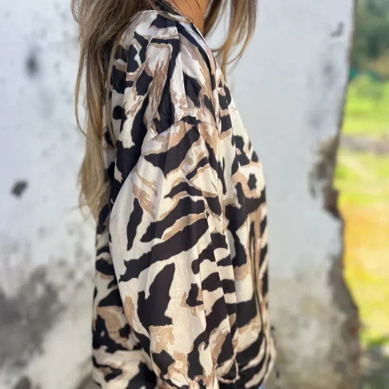 Animal Print Zip Front Bomber Jacket 8