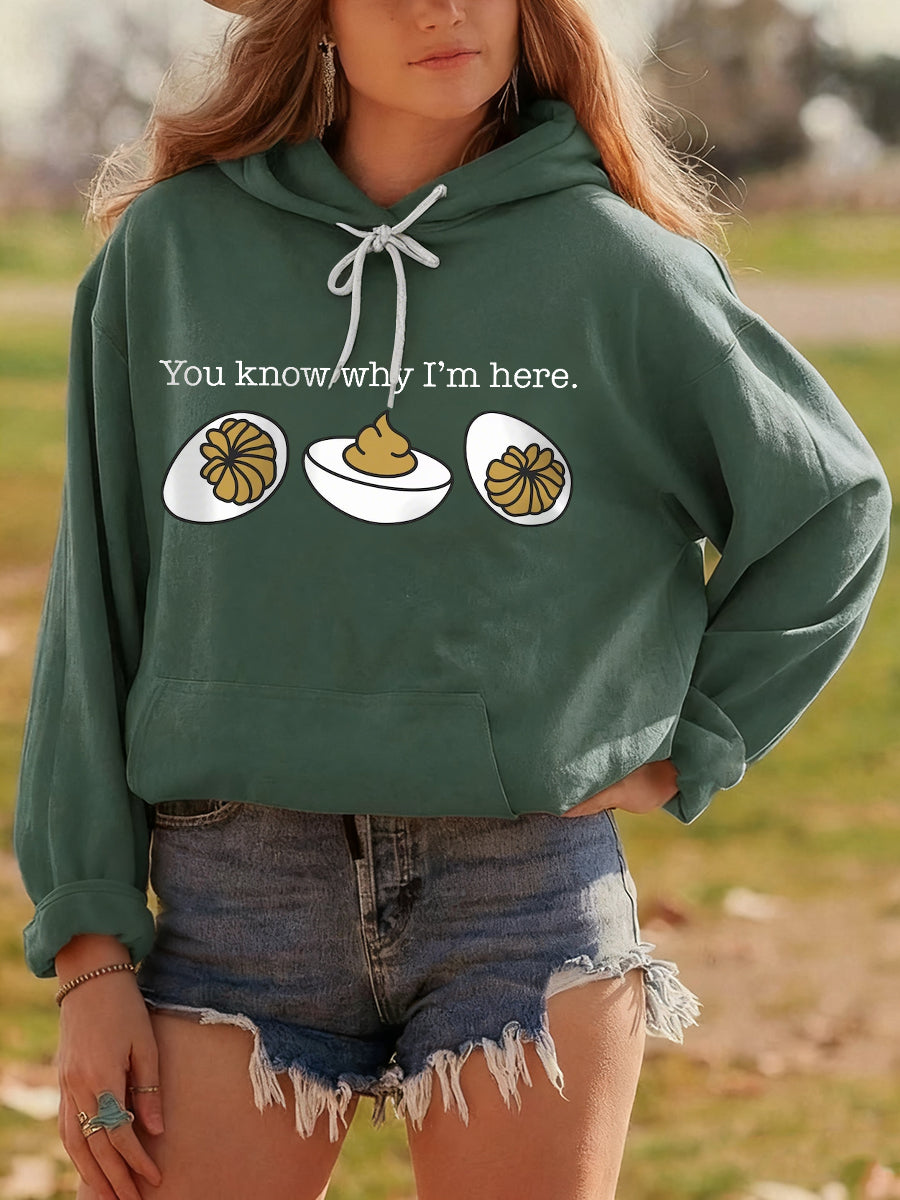 Deviled Egg Print Drawstring Hoodie