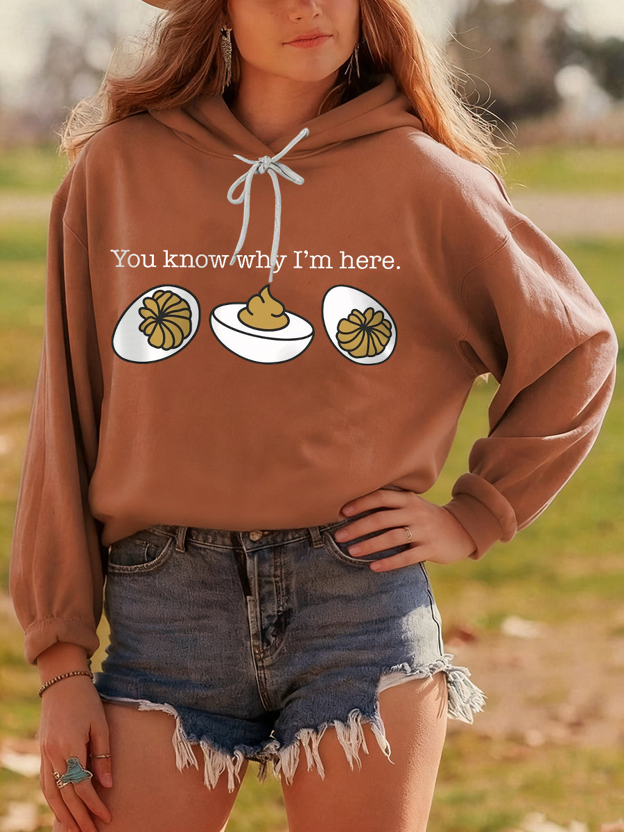 Deviled Egg Print Drawstring Hoodie 3