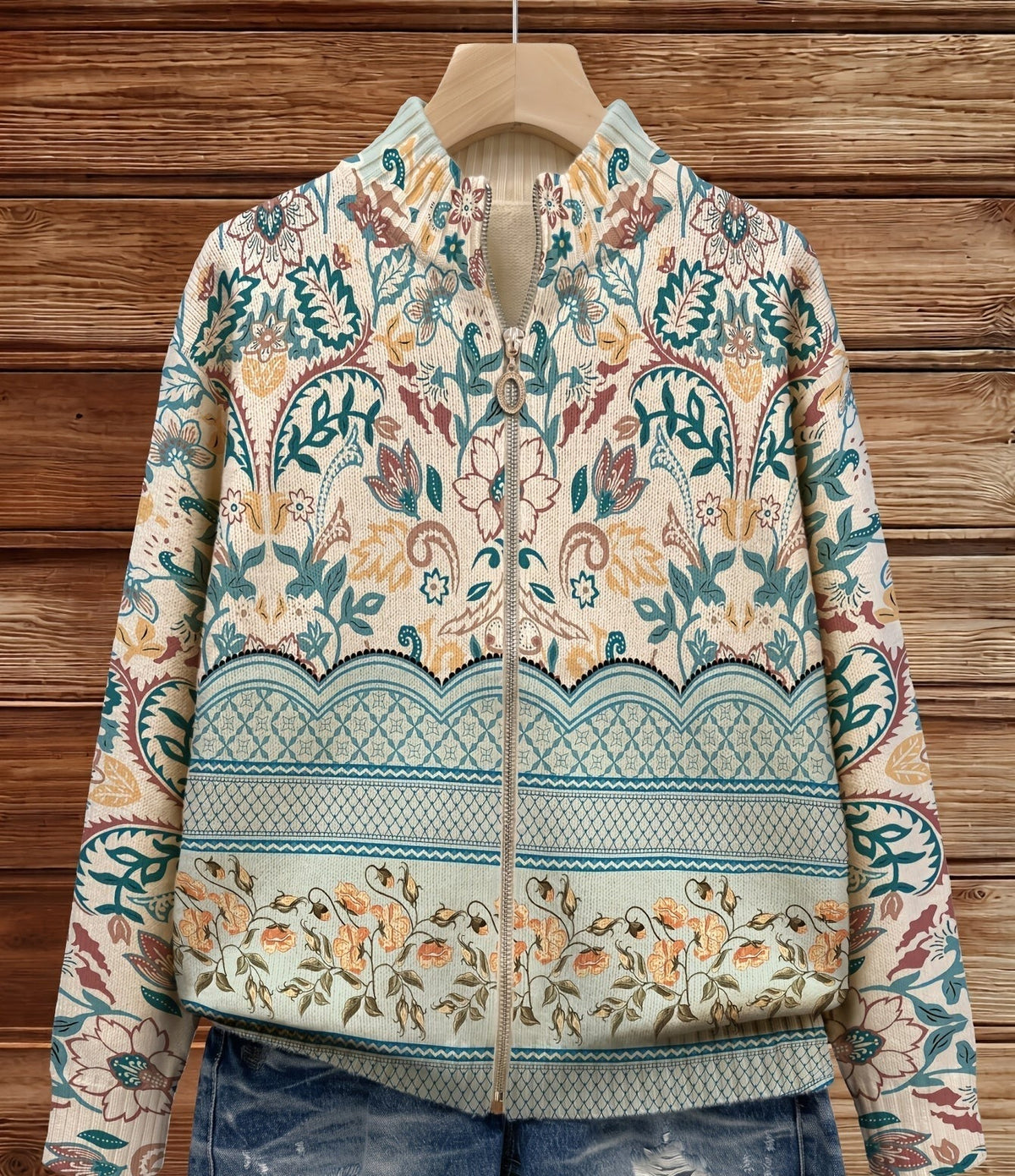 Floral Botanical Print Zip Front Bomber Jacket 2