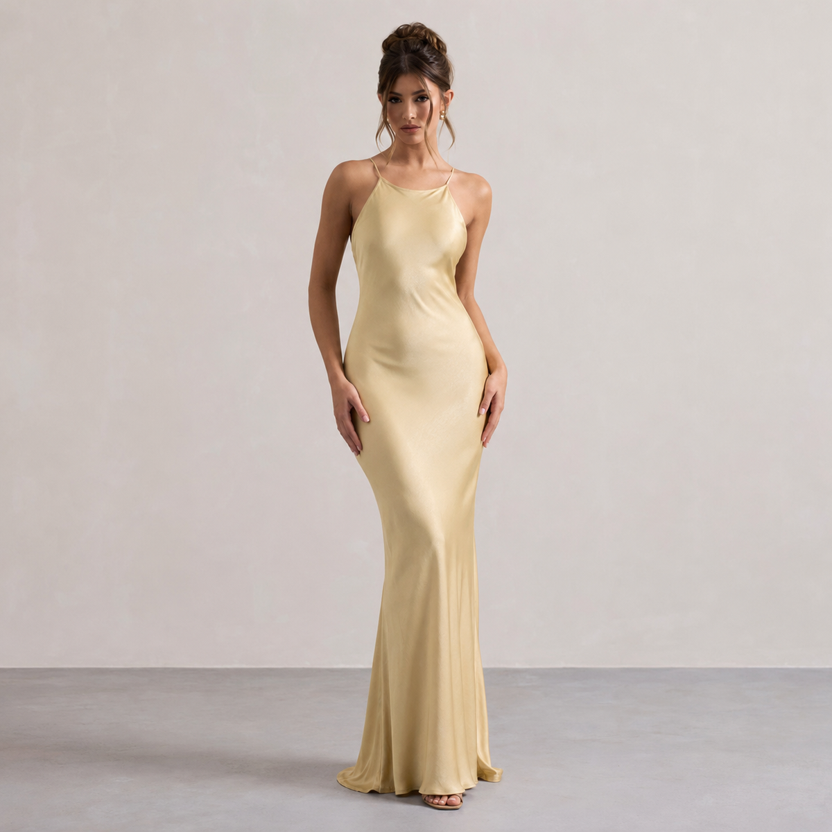 Satin Cowl Neck Spaghetti Strap Backless Maxi Dress 7