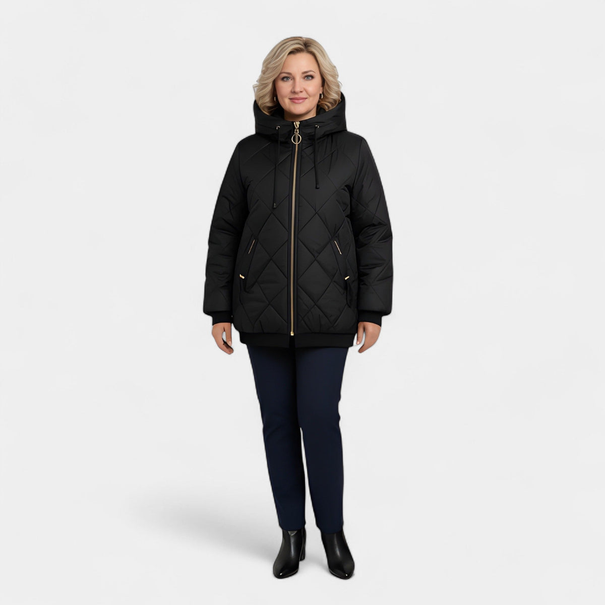 Hooded Zip Front Quilted Puffer Jacket 8