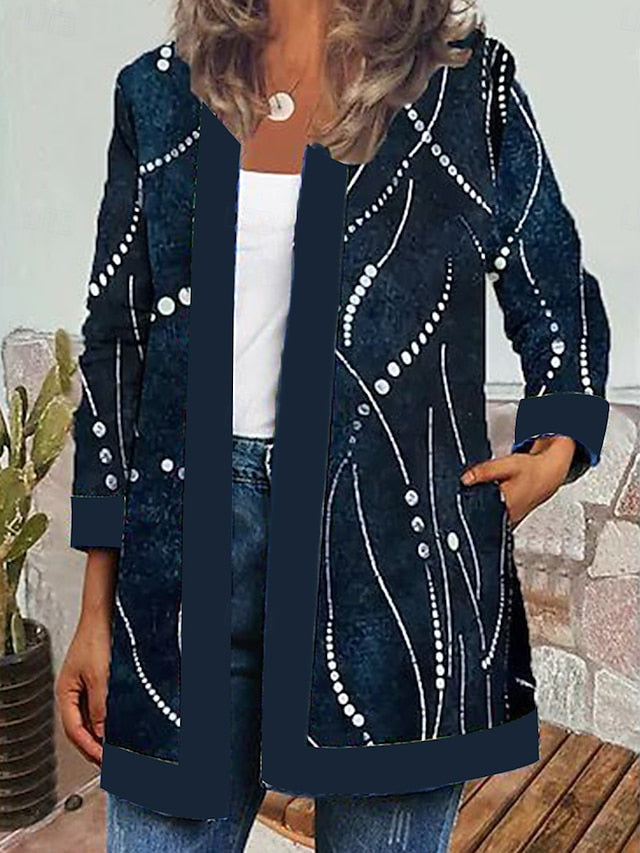 Floral Print Contrast Trim Open Front Boho Jacket 13