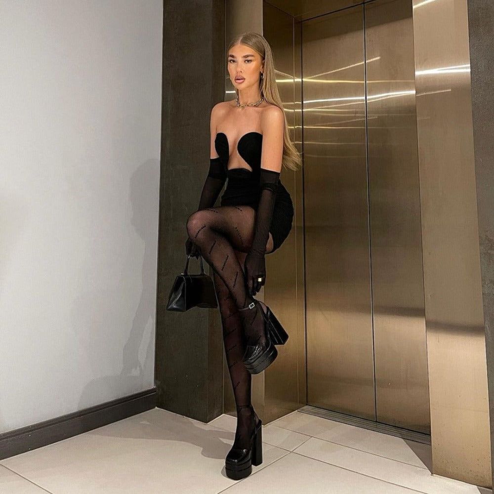 The Vogue Cut-Out Bustier Draped Mini Dress - View 2