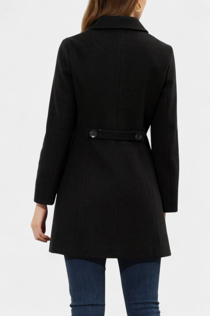 Button Front Collared Fit and Flare Coat 13
