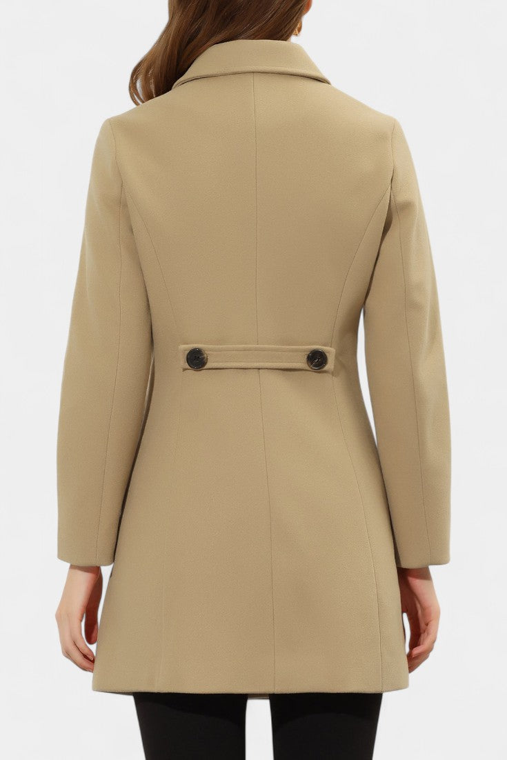 Button Front Collared Fit and Flare Coat 15