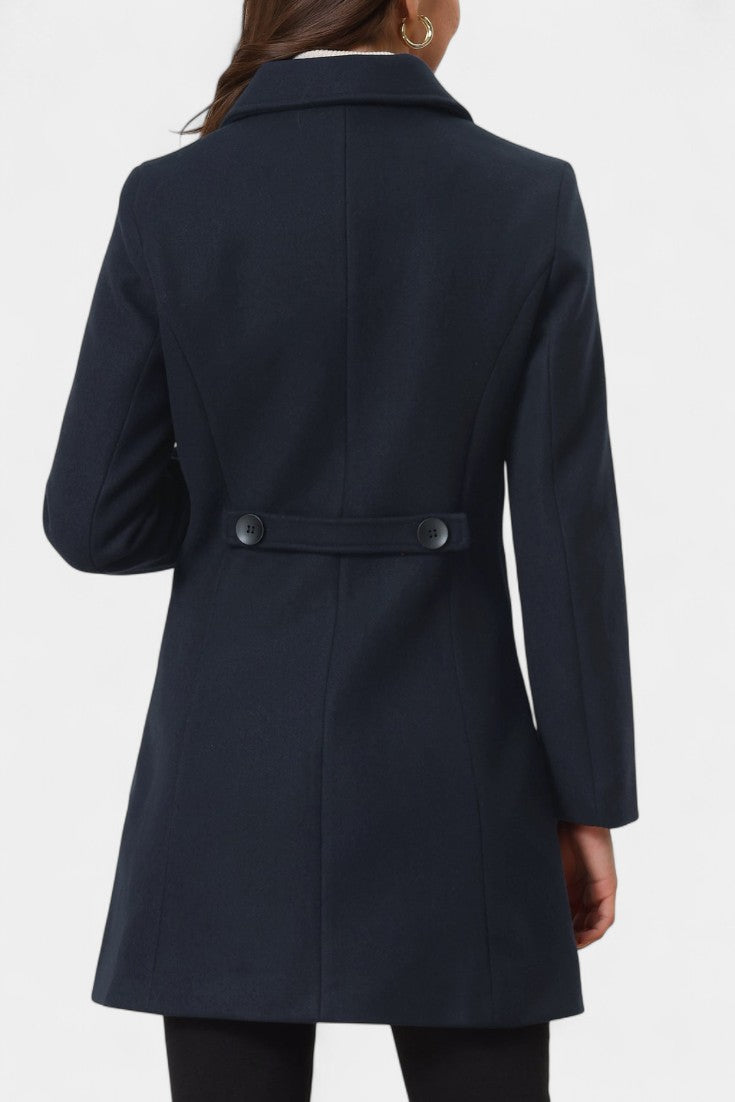 Button Front Collared Fit and Flare Coat 17