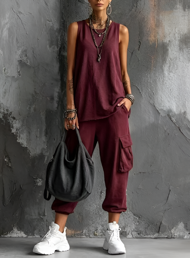Sleeveless Tank Top and Cargo Jogger Pants Two Piece Set 8
