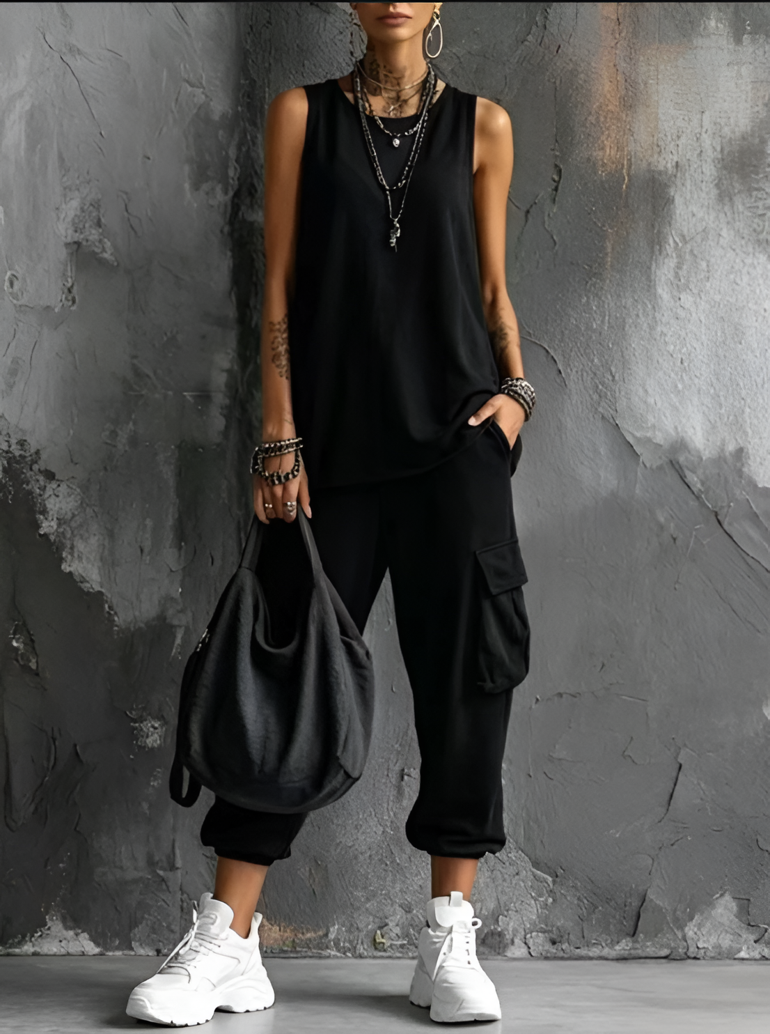 Sleeveless Tank Top and Cargo Jogger Pants Two Piece Set 2