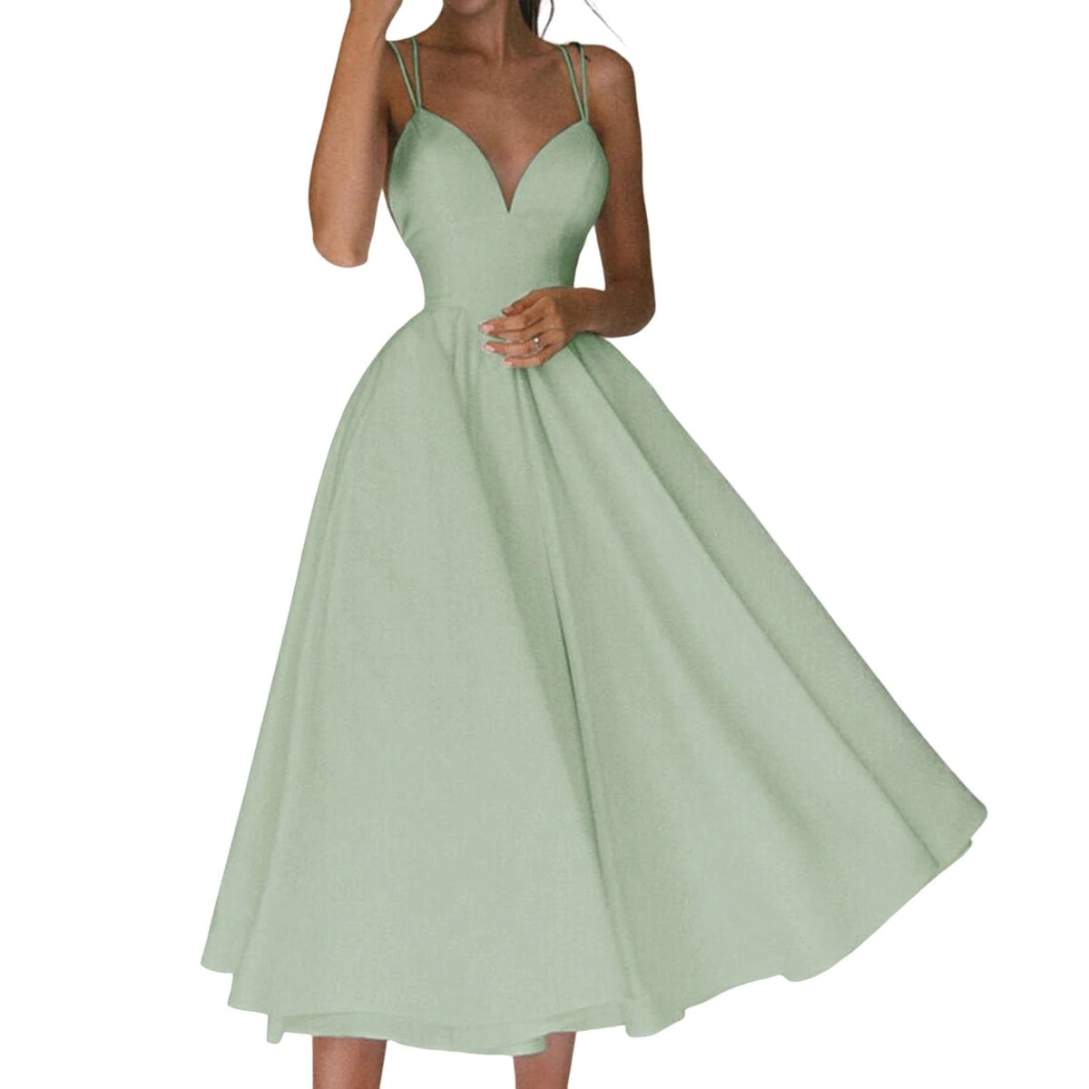 Backless Criss Cross Strap A-Line Midi Cocktail Dress - View 5