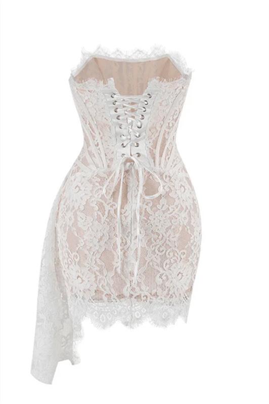 Lace Strapless Corset Ruched Bodycon Mini Dress - View 5