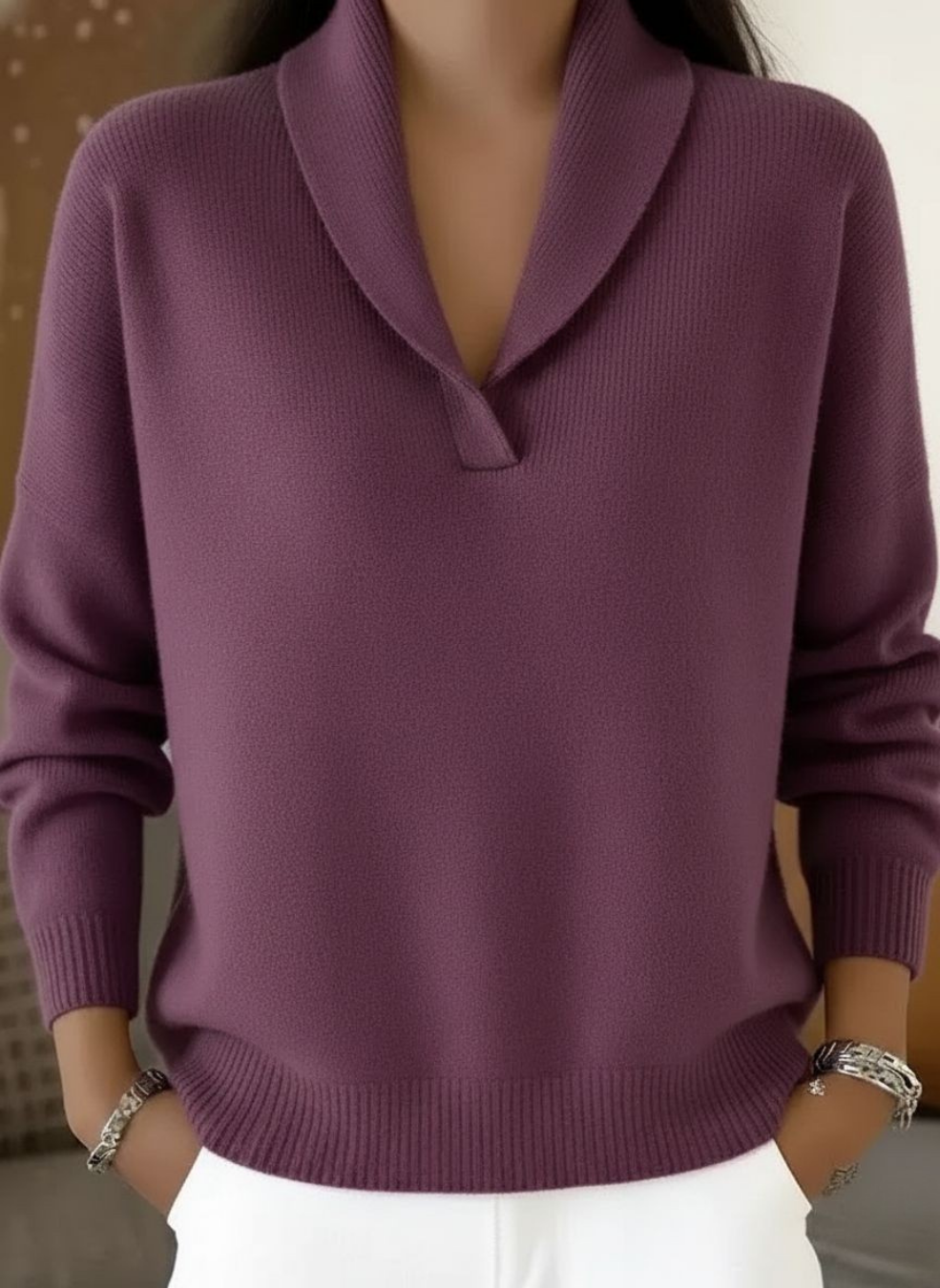 Shawl Collar Long Sleeve Knit Jumper 8