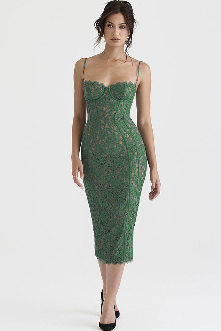 Lace V-Neck Sleeveless Bodycon Midi Cocktail Dress - View 2