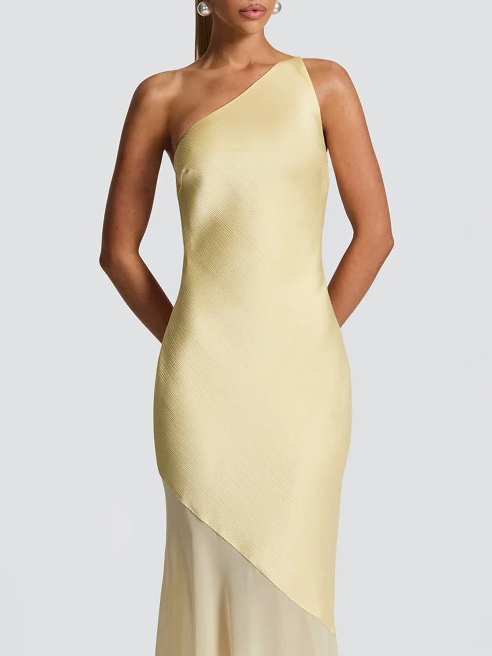 One Shoulder Asymmetric Mermaid Gown - View 3