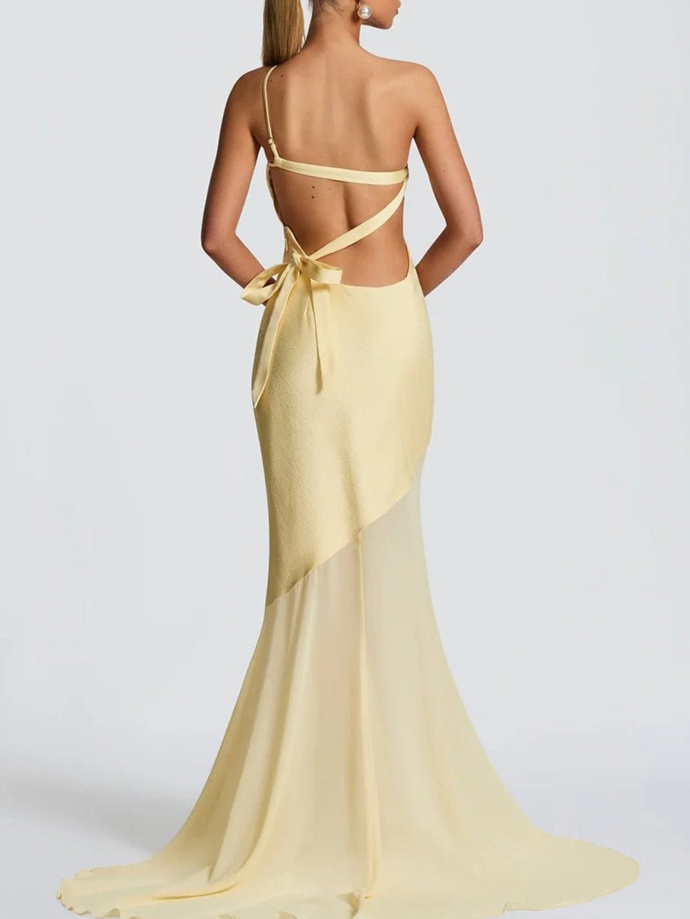One Shoulder Asymmetric Mermaid Gown - View 2