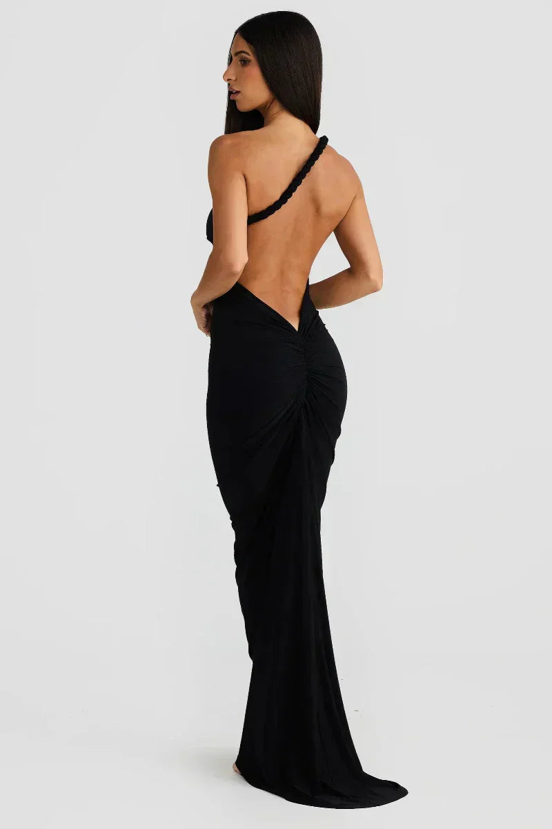 Off Shoulder Fold Over Sleeve Knit Bodycon Floor Length Gown - View 18