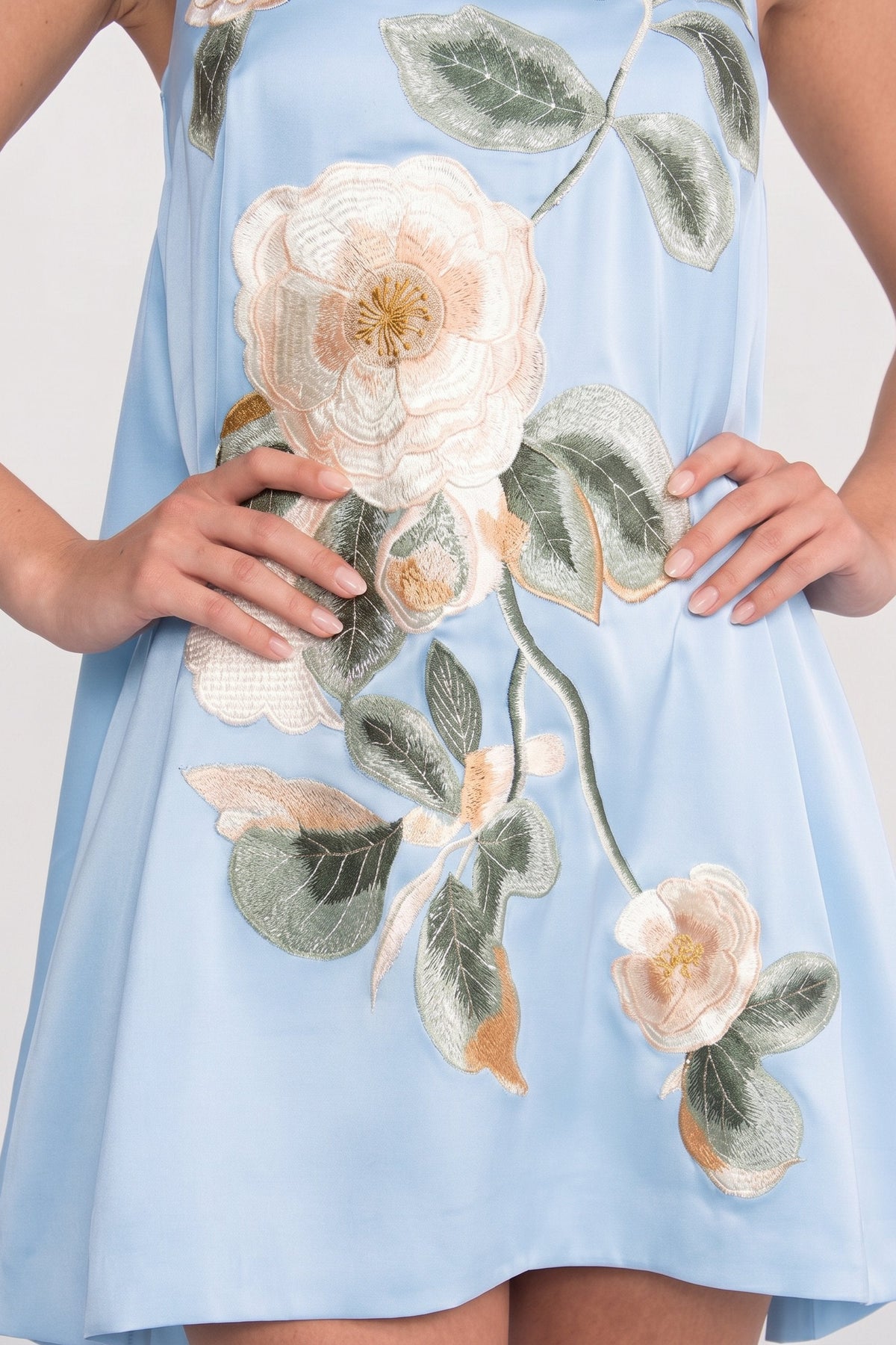 Spaghetti-Strap Mini Dress - Blue - View 6