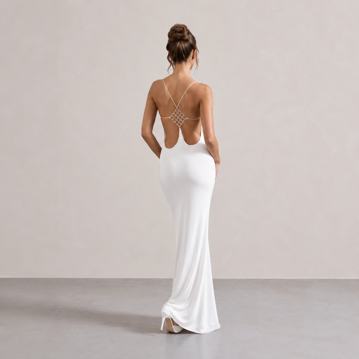 Satin Cowl Neck Spaghetti Strap Backless Maxi Dress 6