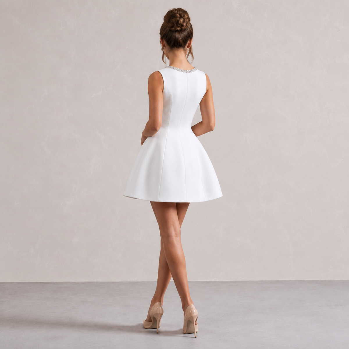 Embellished Keyhole Fit and Flare Mini Dress 3