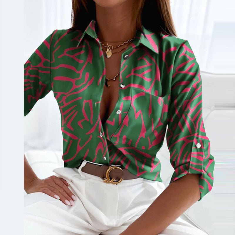 Abstract Print Long Sleeve Collared Shirt 15