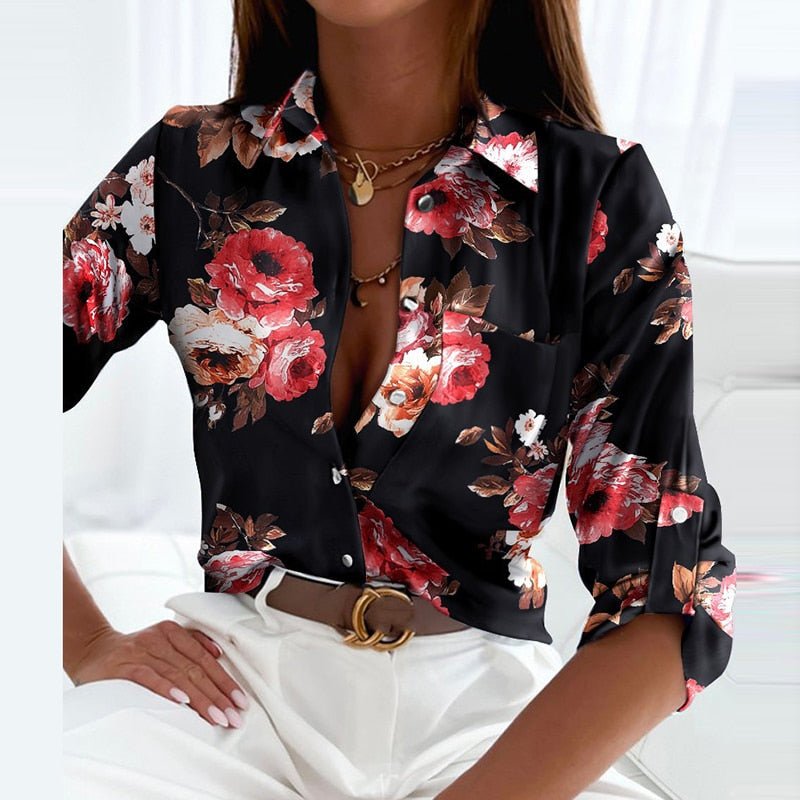 Abstract Print Collared Long Sleeve Button Up Shirt 8