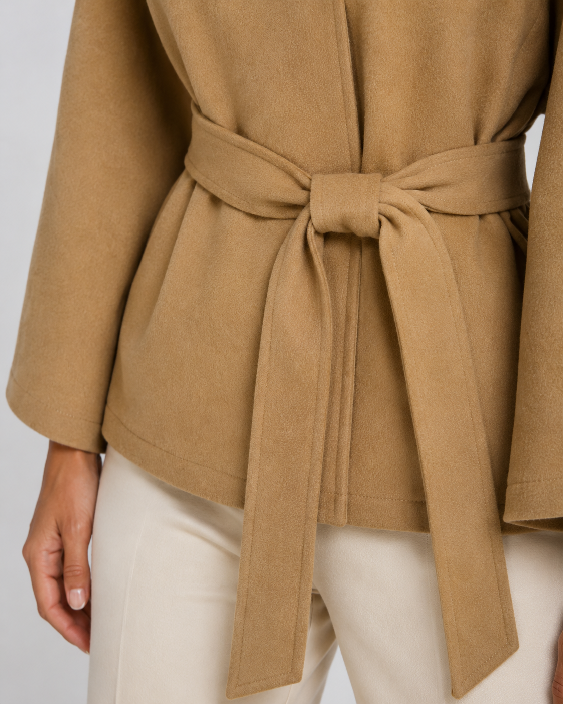 Belted Funnel Neck Wide Sleeve Cape Coat 4