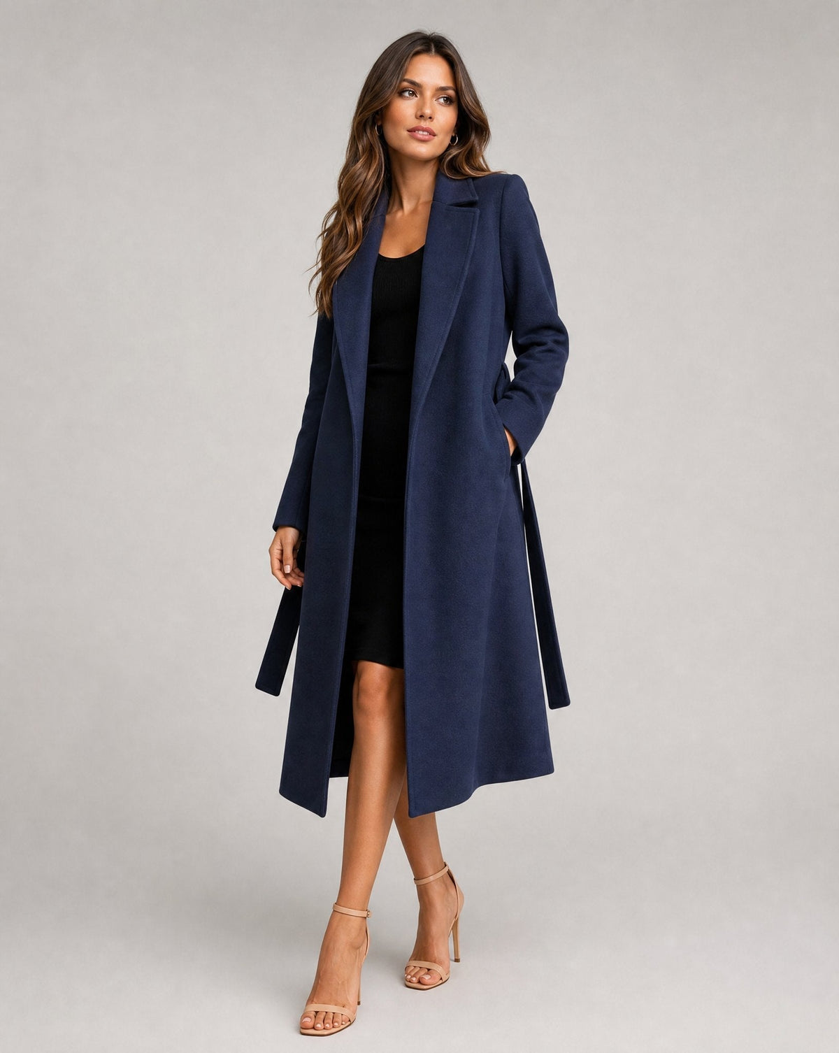 Belted Lapel Longline Wrap Coat