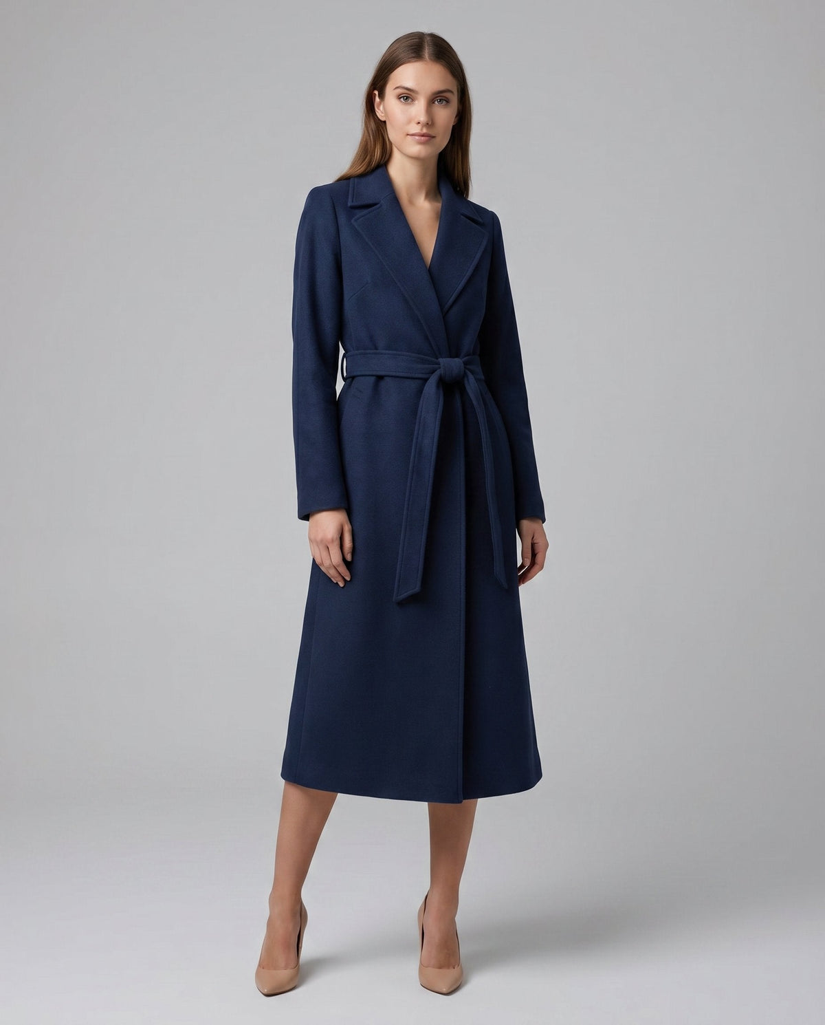 Belted Lapel Longline Wrap Coat 3