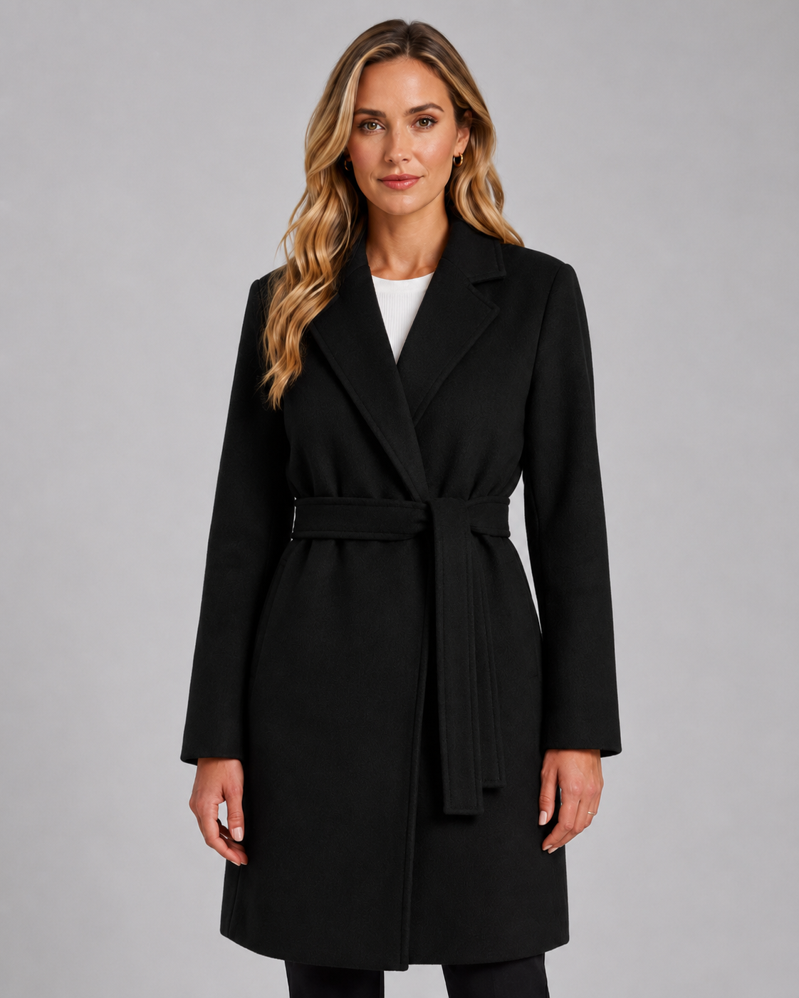Notch Lapel Belted Wrap Coat 4