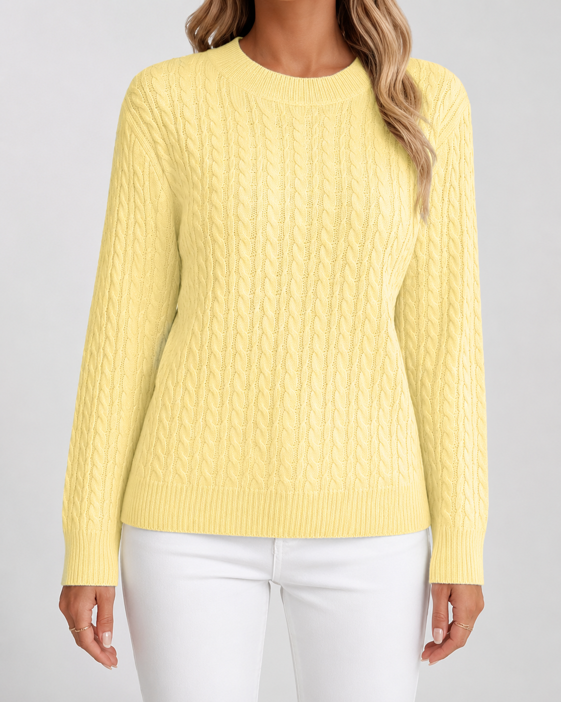 Cable Knit Crew Neck Long Sleeve Sweater 10