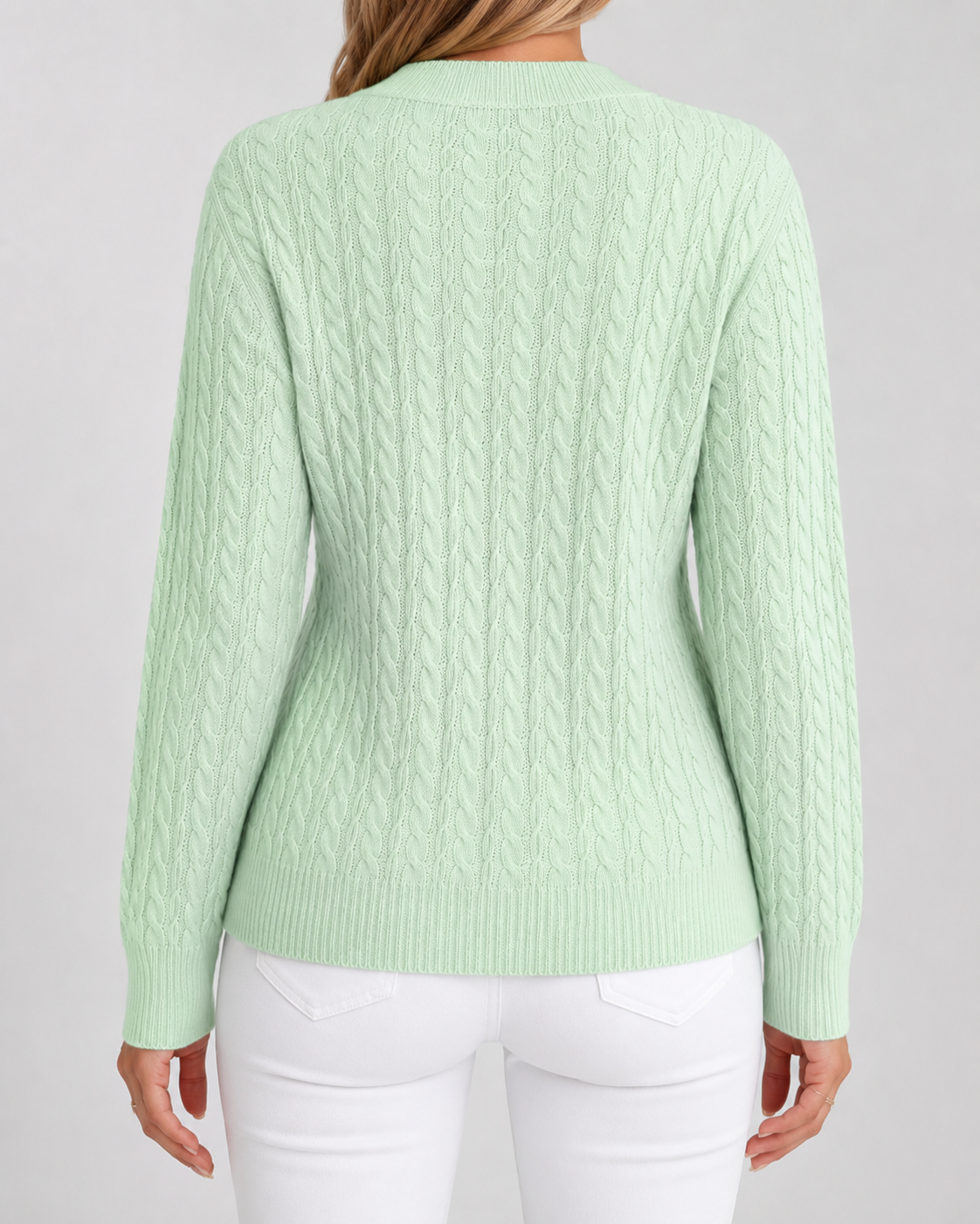 Cable Knit Crew Neck Long Sleeve Sweater 6