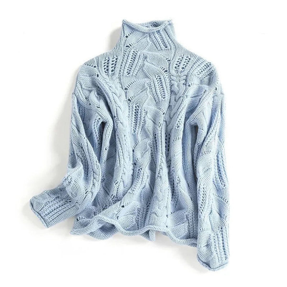 Turtleneck Chunky Cable Knit Pullover Sweater 2