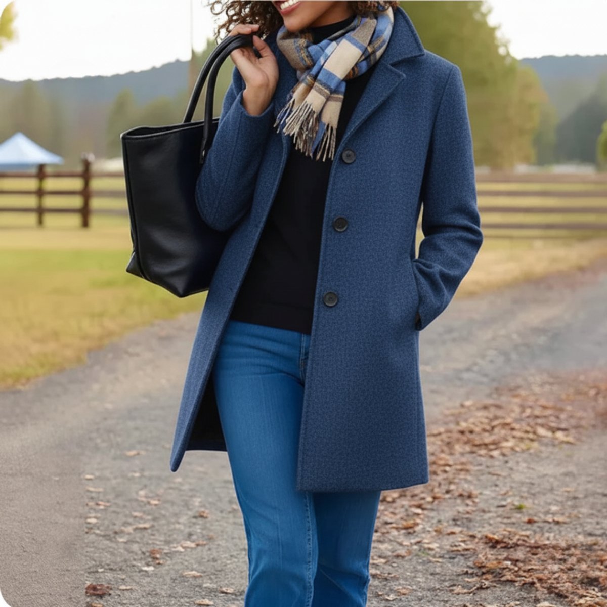 Single Breasted Notch Collar Mid Length Coat 6