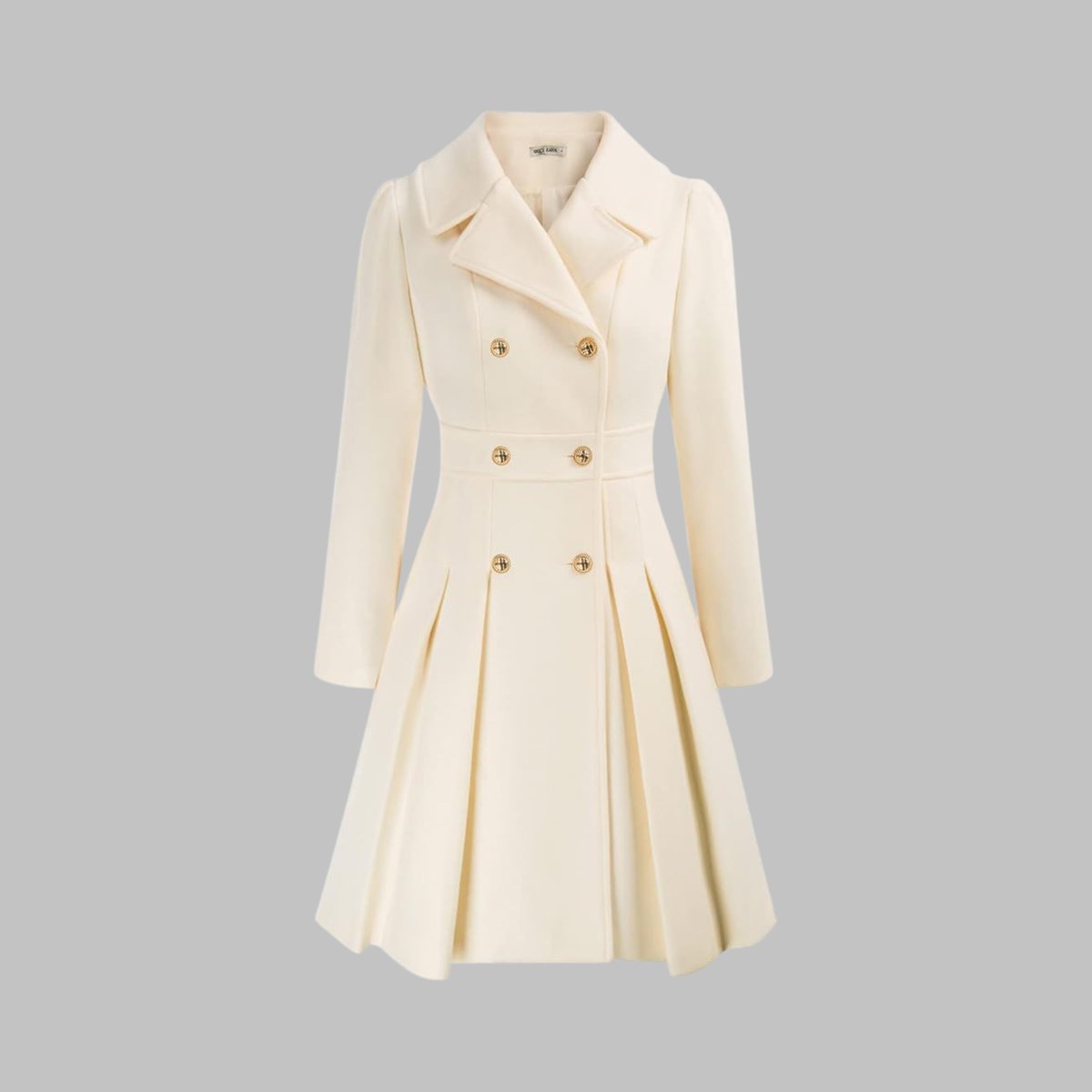 Double Breasted Notched Lapel Pleated A-Line Overcoat 11