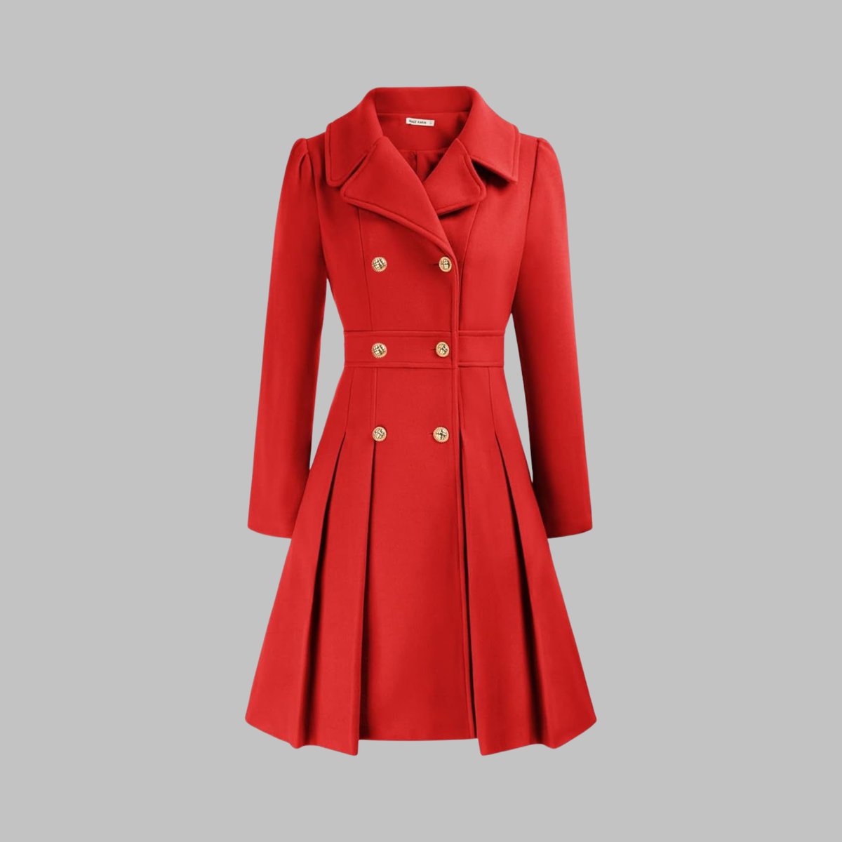 Double Breasted Notched Lapel Pleated A-Line Overcoat 9