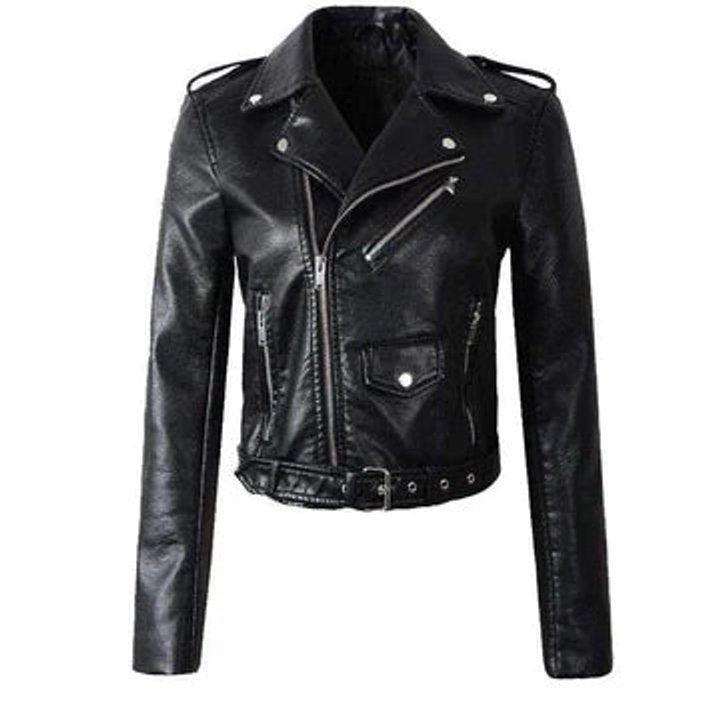 Belted Faux Leather Cropped Moto Jacket 2