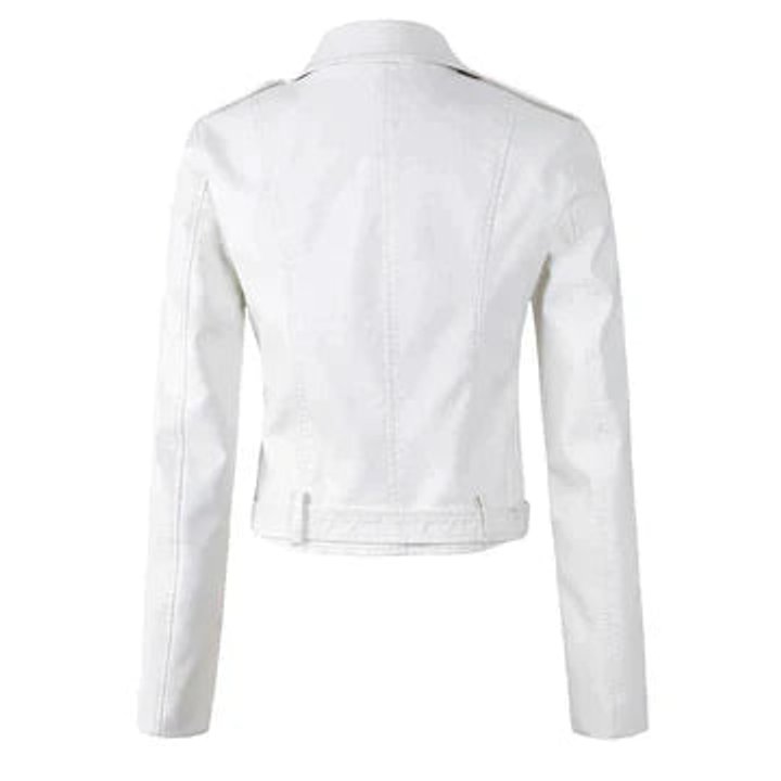 Belted Faux Leather Cropped Moto Jacket 3