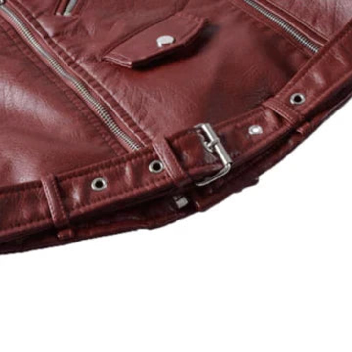 Belted Faux Leather Cropped Moto Jacket 8