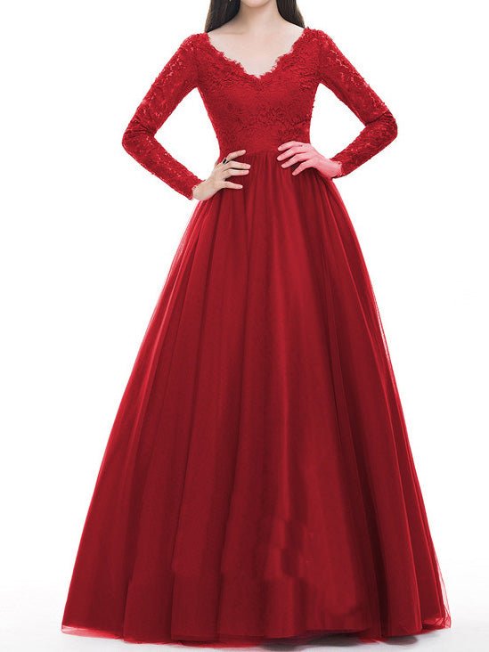 Mesh Lace Long Sleeve Party Dress - View 2