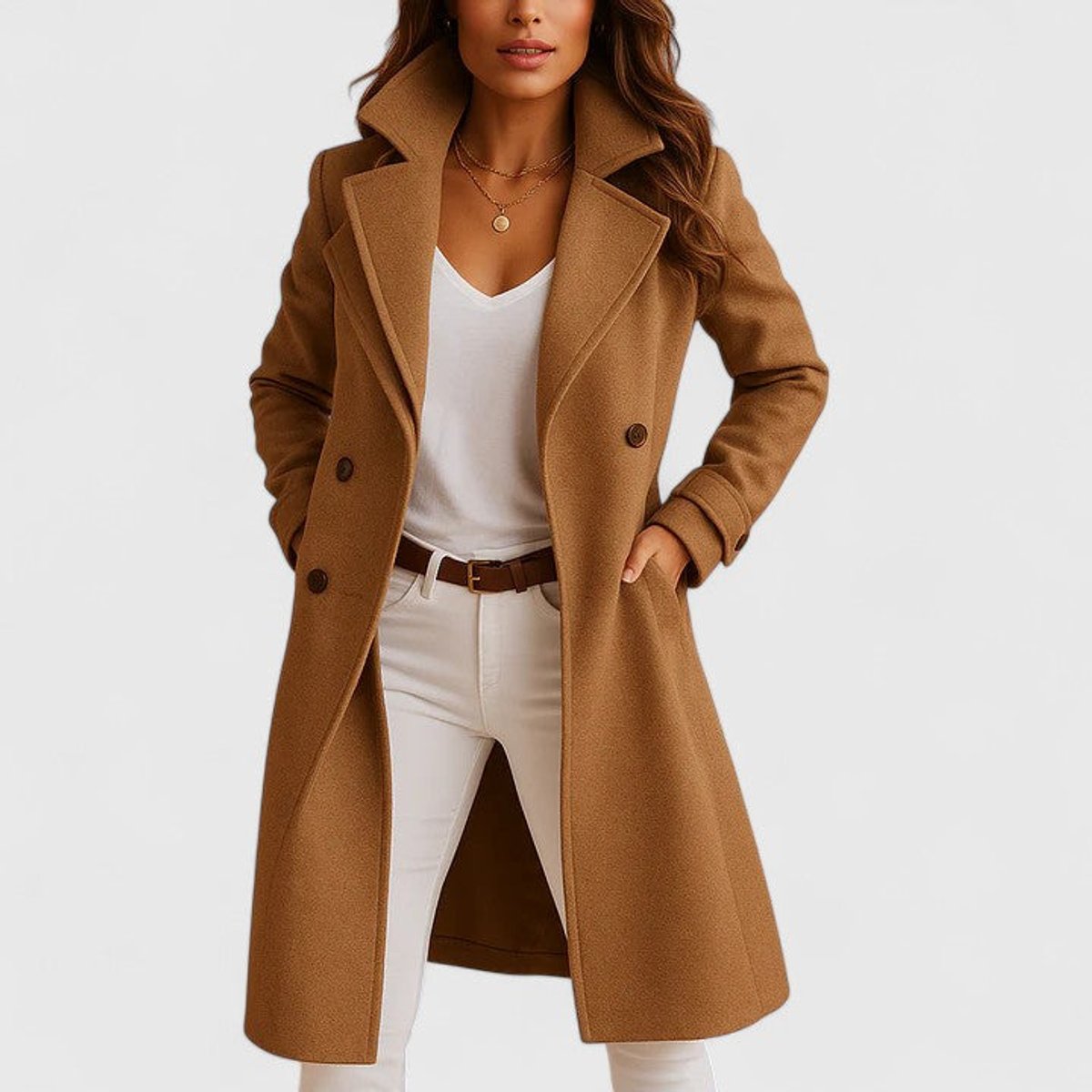 Notch Lapel Double Breasted Longline Coat 3