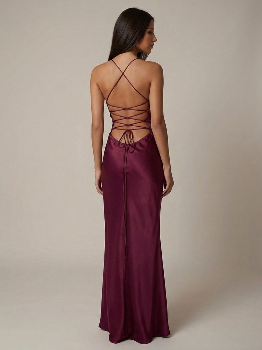 Satin Beaded Bust Strappy Back Slip Maxi Dress 9