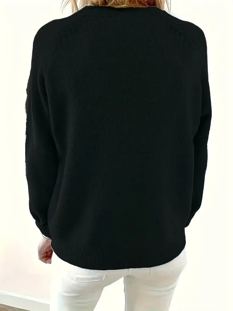 Half Button V-Neck Long Sleeve Knit Sweater 11