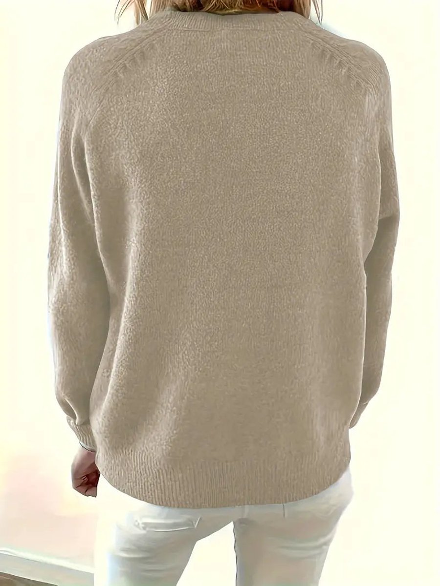 Half Button V-Neck Long Sleeve Knit Sweater 6
