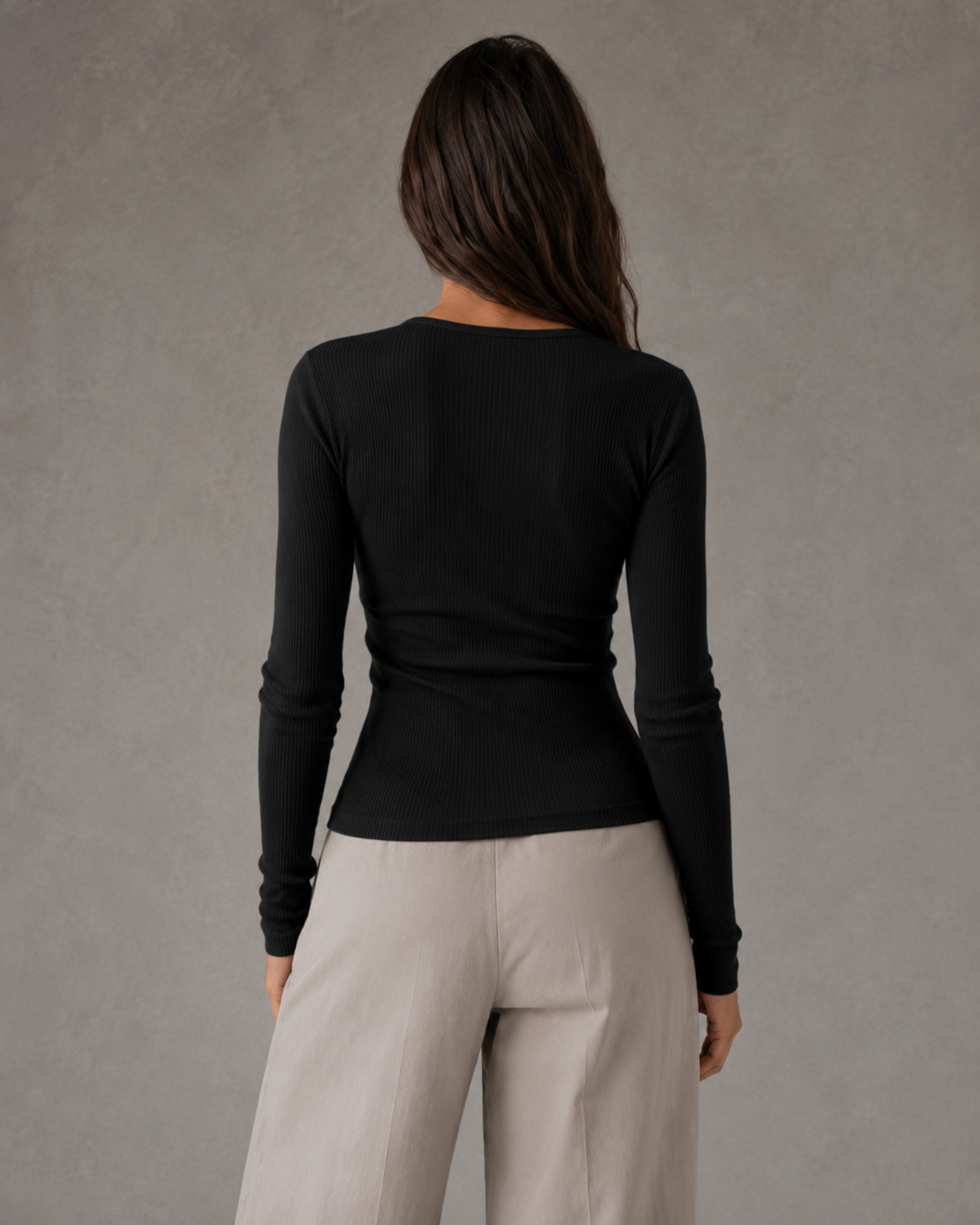 Ribbed Long Sleeve Button Henley Top 2