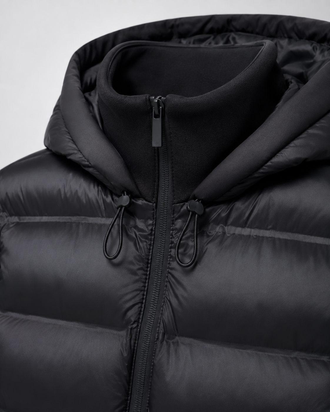 Hooded Zip Front Quilted Panel Hybrid Puffer Jacket 4