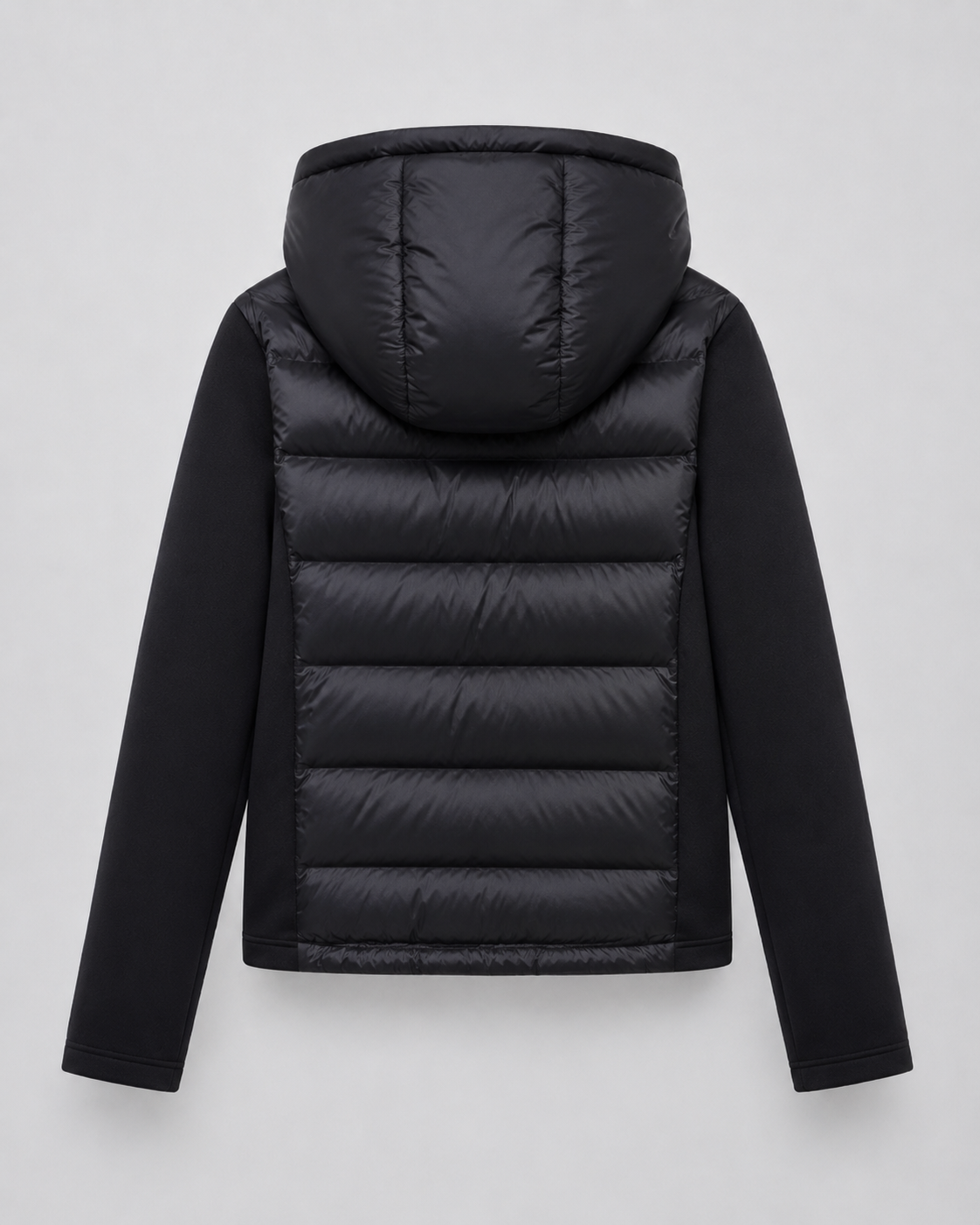 Hooded Zip Front Quilted Panel Hybrid Puffer Jacket 8