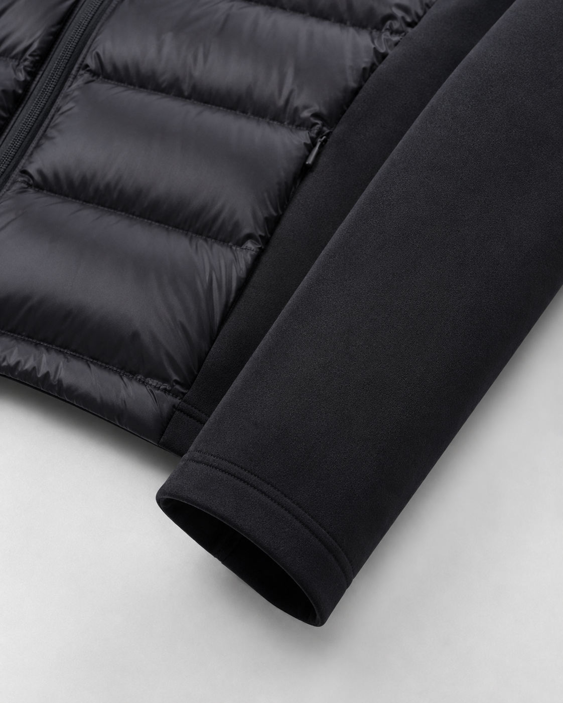 Hooded Zip Front Quilted Panel Hybrid Puffer Jacket 9