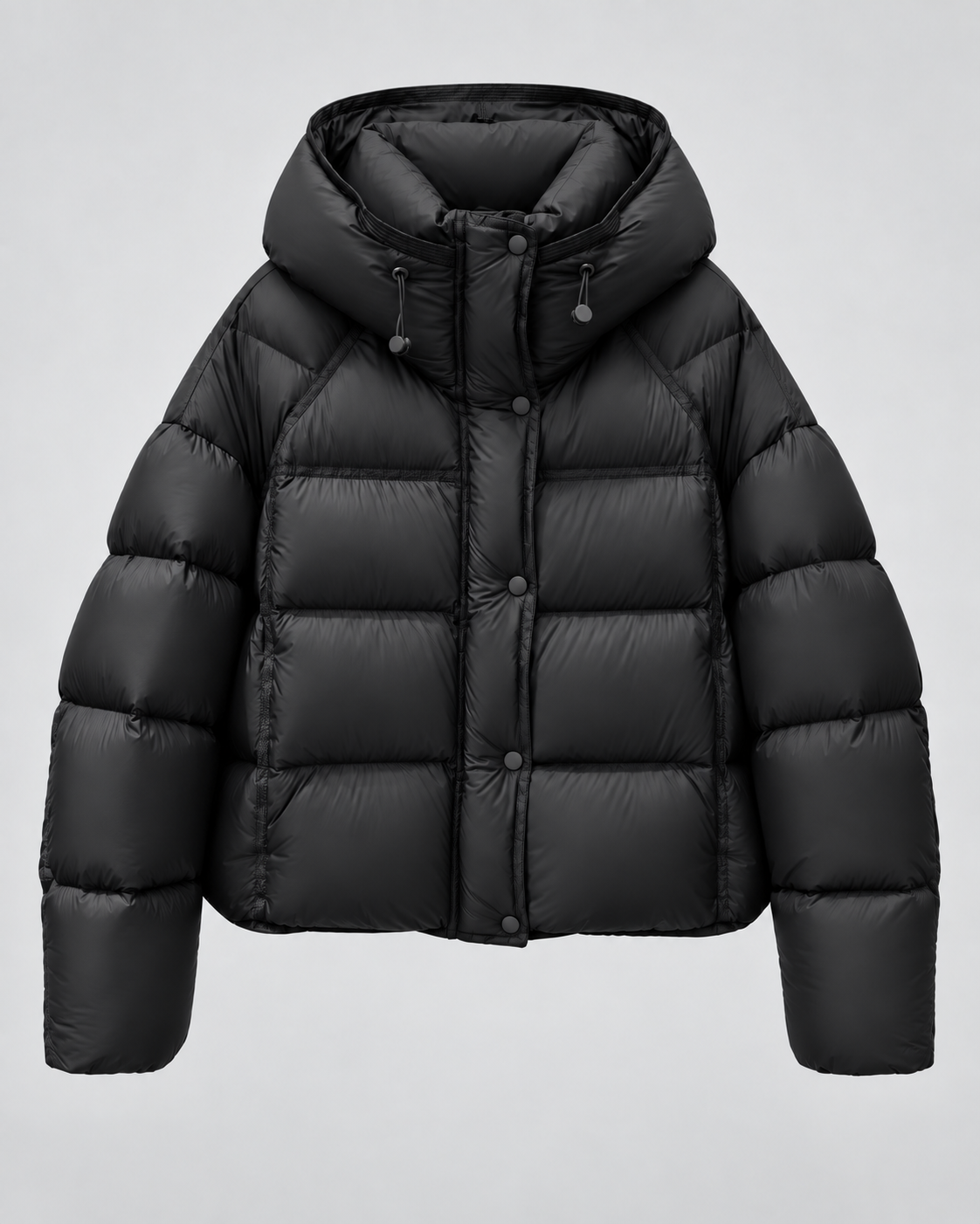 Hooded Snap Front Cropped Puffer Jacket 7